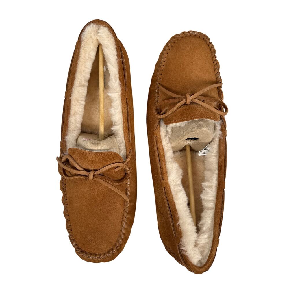 Ugg Olsen Moccasin Slippers Mens Size 18 Suede Chestnut Sheepskin Lining 1003390